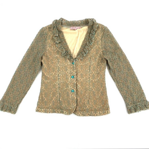 Young Essence Cottagecore Blouse Womens Sz L Brown Lace Boho Lined Boho Peasant